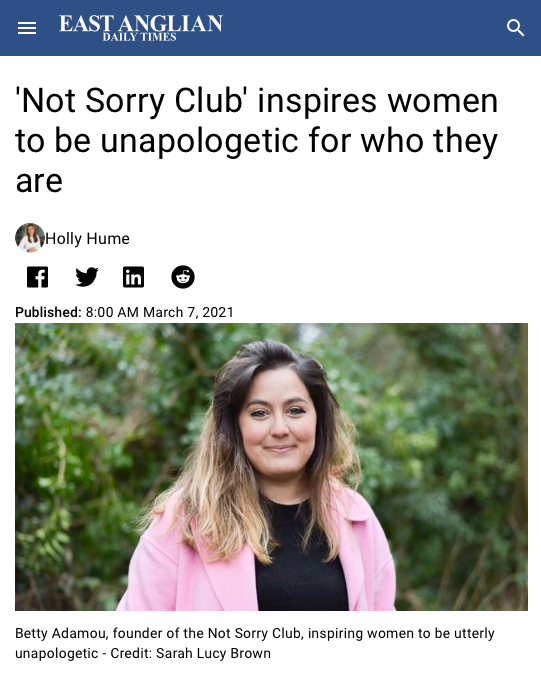 EADT Not Sorry Club feature Betty Adamou Founder 2021