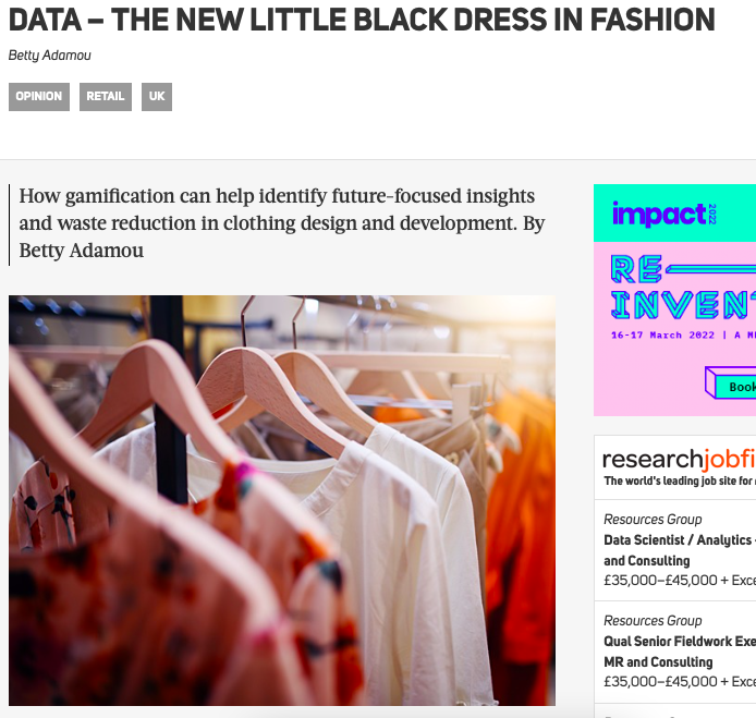 Data the new little black dress in fashion by Betty Adamou Research Through Gaming