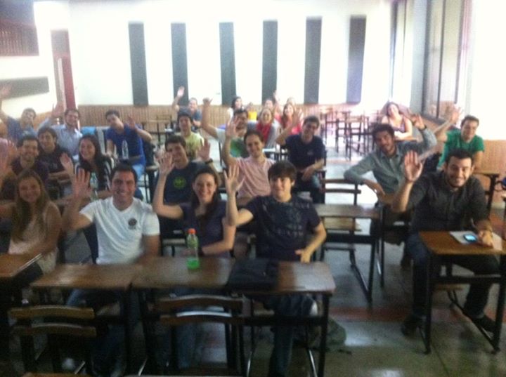 Students at Universidad Metropolitana in Caracas after a guest lecture by Betty Adamou