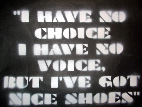 I have no choice, no voice, but I've got nice shoes
