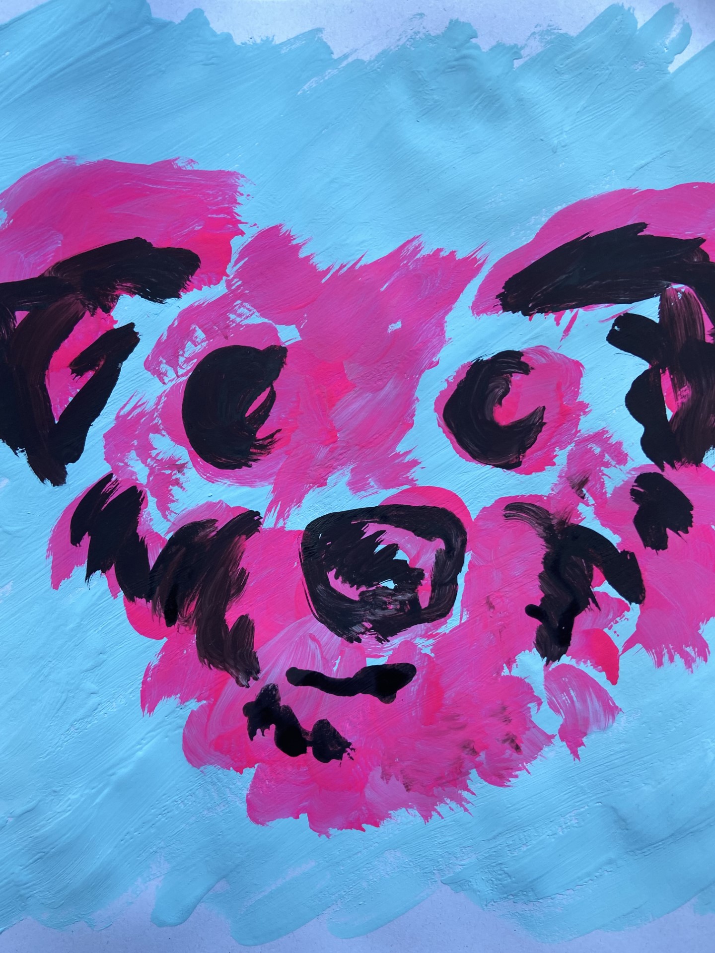 Xyla in blue, pink and black
